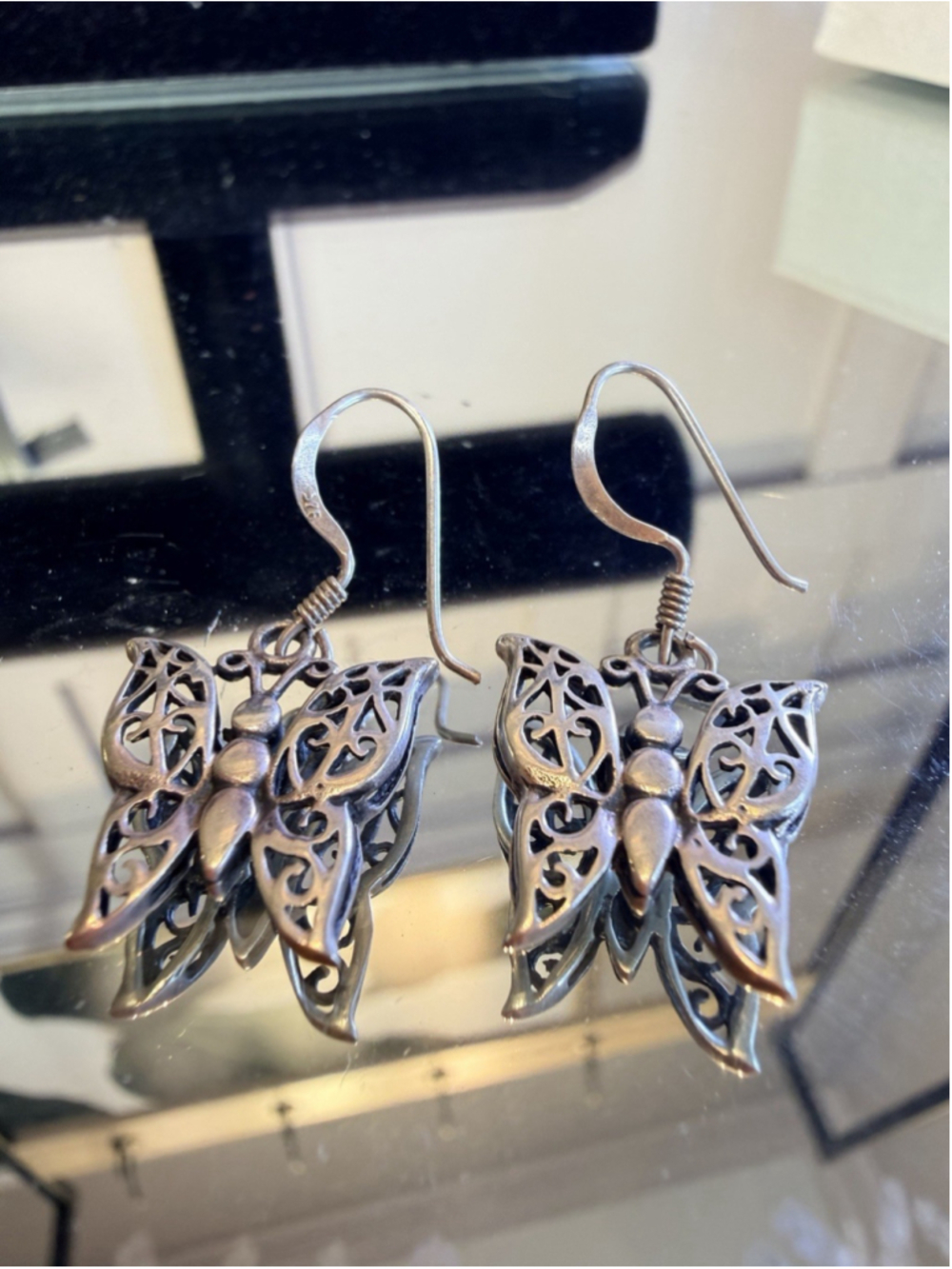 Native American Navajo Sterling Silver Butterfly Earrings 925